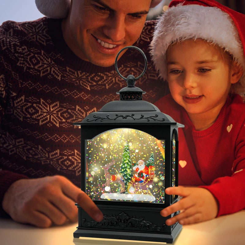 AOMIL Christmas Snow Globes Lantern  Christmas Lantern with Music & Timer  Christmas Santa Snow Globe Decoration Lantern  Battery Operated LED Glittering Globe Decoration Santa Fall Decorations for Home - Image 2